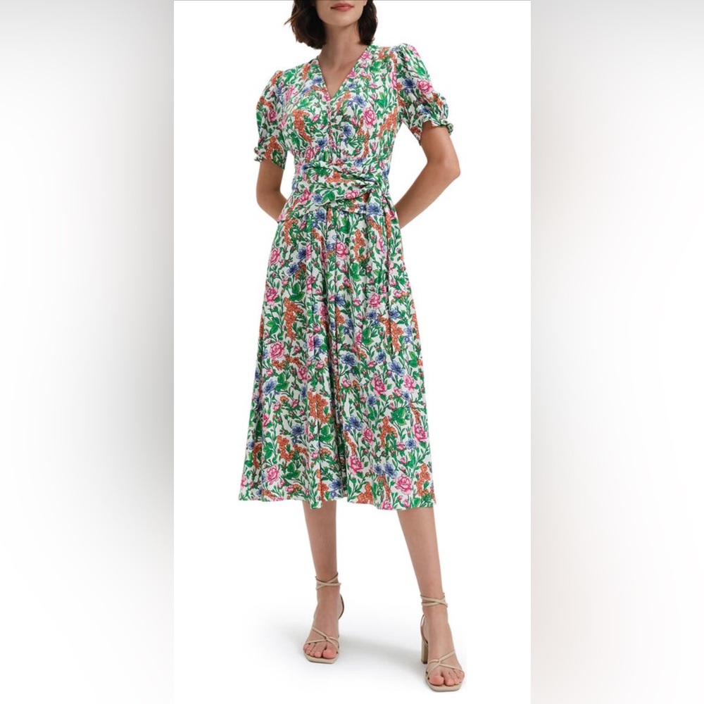 DVF Sammie Faux-Wrap Vintage Floral Ivory  Dress
